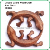 Double Lizard Wood Craft (round)